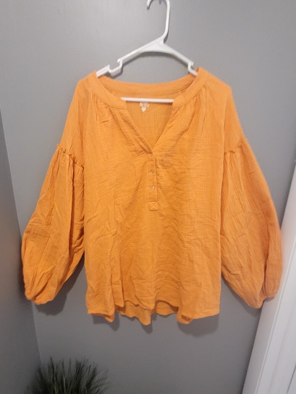 Luxe Boho Balloon Sleeve Texture  Peasant Top Sz 2xl